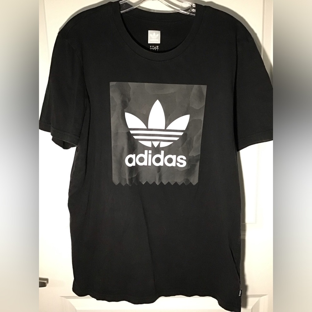adidas Black Short Sleeve Trefoil Logo Tee